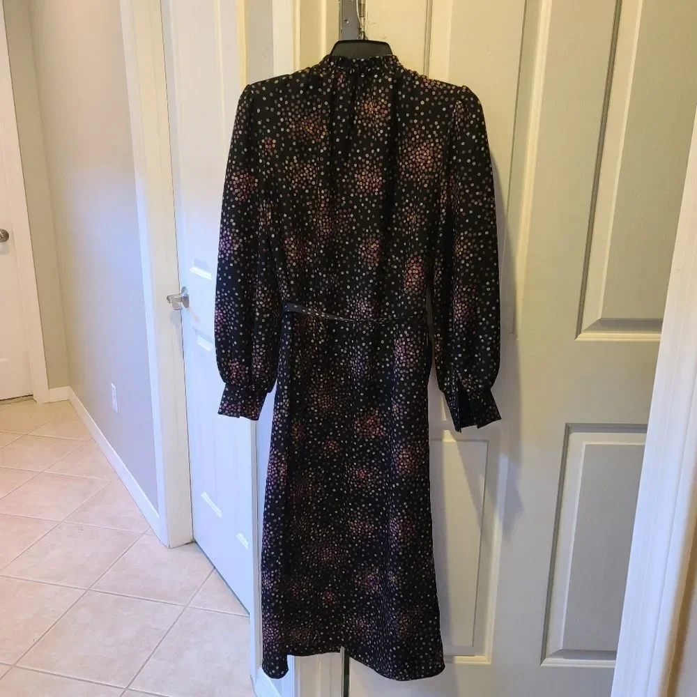 Kate Spade Disco Dots Ruffle Shirt Dress Black Size 4 EUC